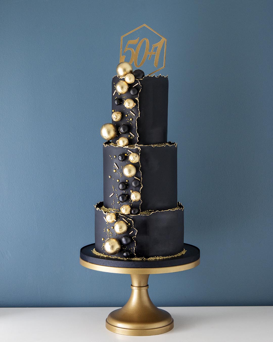 Elegant white & gold 50th two tier birthday cake | Willi Probst Bakery |  Flickr